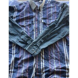 Vintage Wrangler Brushpopper Pink Grey Striped Western Rodeo Sz 18 USA Made